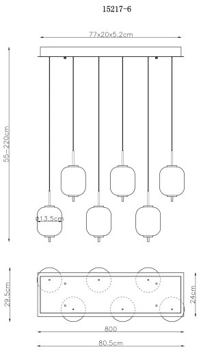 Globo 15217-6 - LED Csillár zsinóron EWALD 6xLED/6,7W/230V