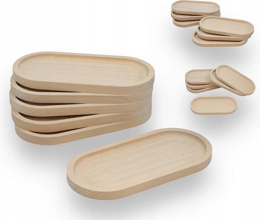 6 db-os Fa Bükk Tálca szett tálaló és dekorációs tálcák