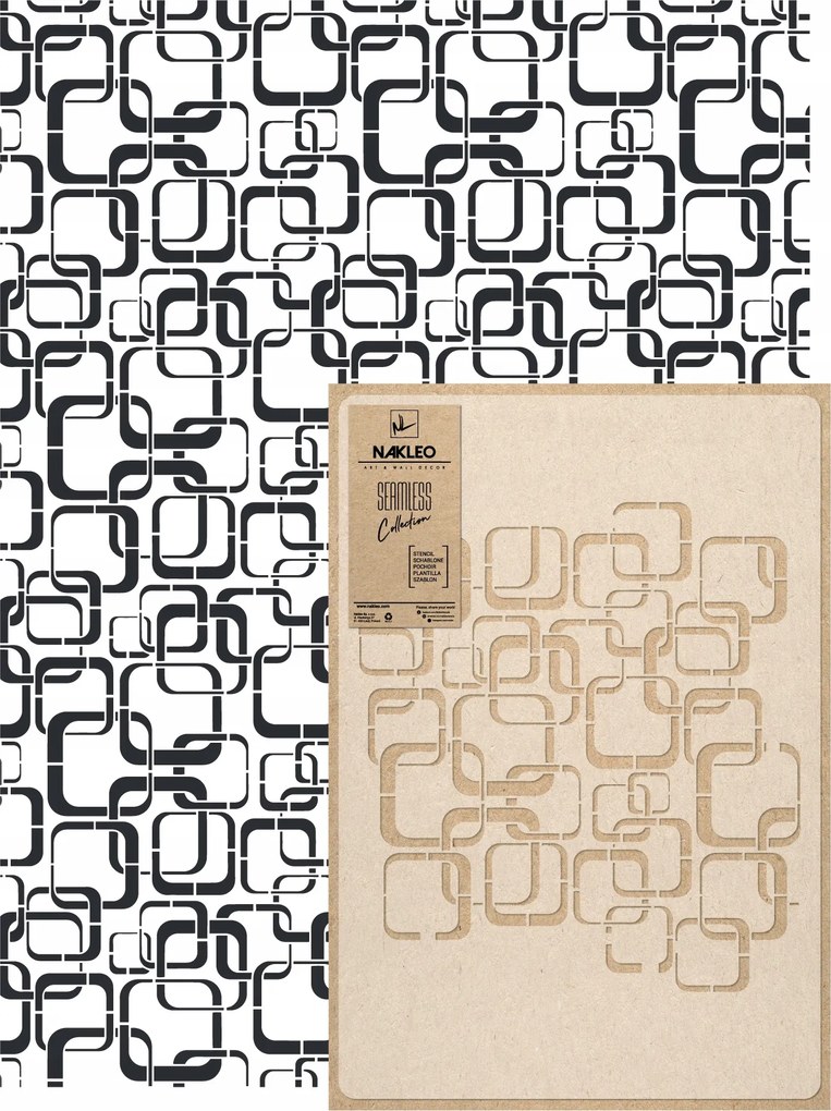 Festősablon Ismételhető Többször felhasználható 59x95cm Tapéta Retro Négyzetek