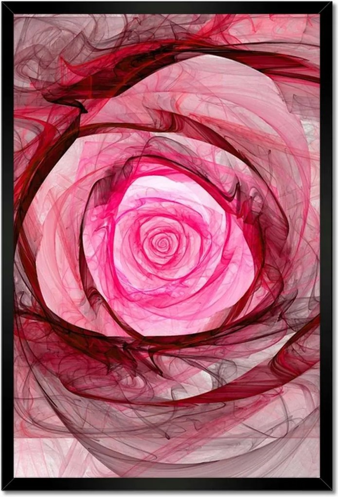 Poszter keretben 40x60 Rózsaszín fraktál rózsa