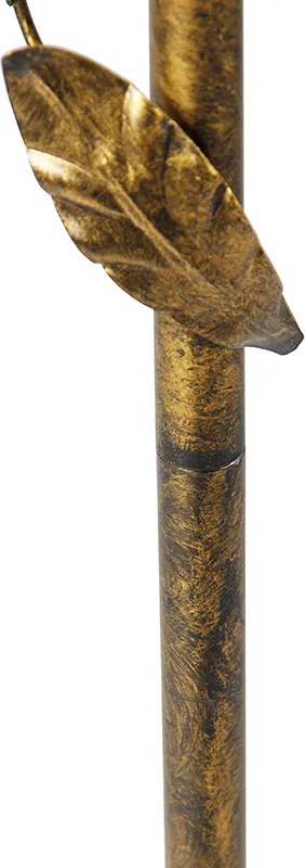 Arany színű állólámpa levélmintás lámpabúrával és arany belsővel 50 cm - Linden