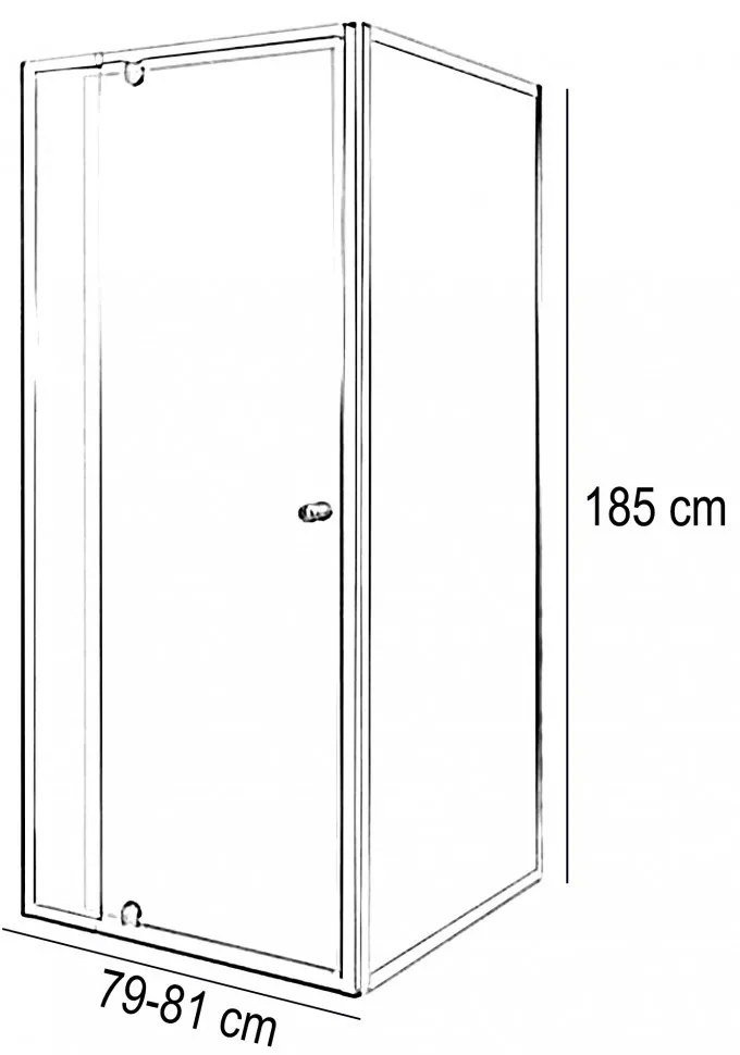 Flexi 80x90 cm sarokba szerelhető aszimmetrikus zuhanykabin zuhanytálca nélkül