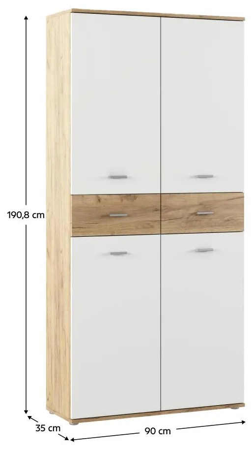 Cipőtároló (cipősszekrény) Variacion (artisan tölgy + fehér) . 1116559