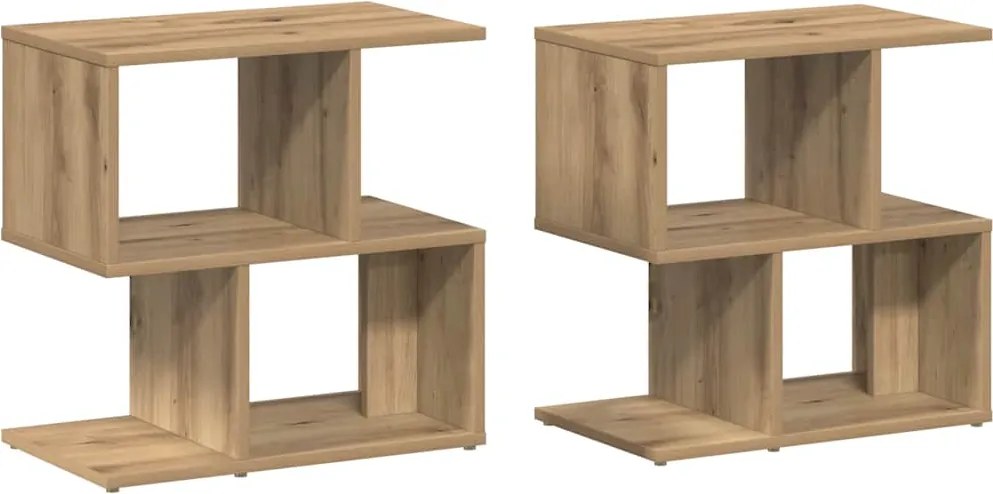 vidaXL 2 db kézműves tölgyszínű szerelt fa éjjeliszekrény 50x30x51,5cm