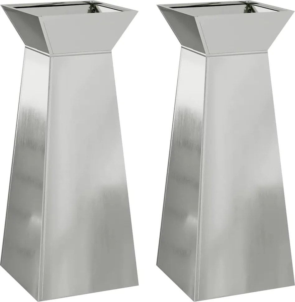 vidaXL Pillér Ültető 2 pcs Ezüst 40 x 40 x 100 cm
