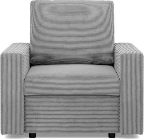 Zeus fotel, egyenes kartámasz, kordbársony, hab töltet, szürke