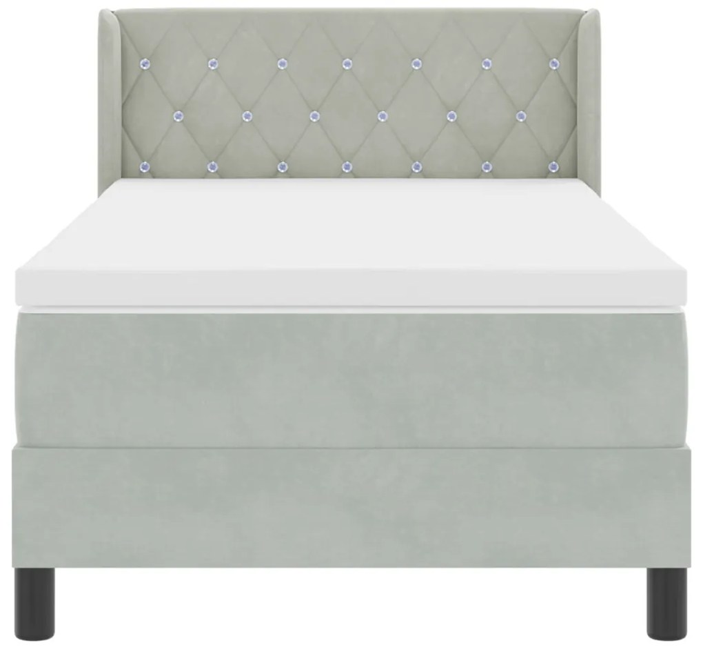 Boxspring Ágy Matrac Halandó Szürke 90x190 cm Bársonyos