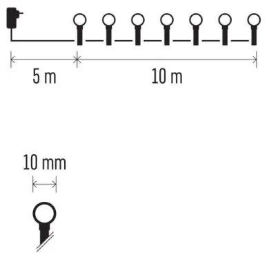 LED RGB Karácsonyi kültéri lánc 96xLED/64 mód 15m IP44 + távirányító