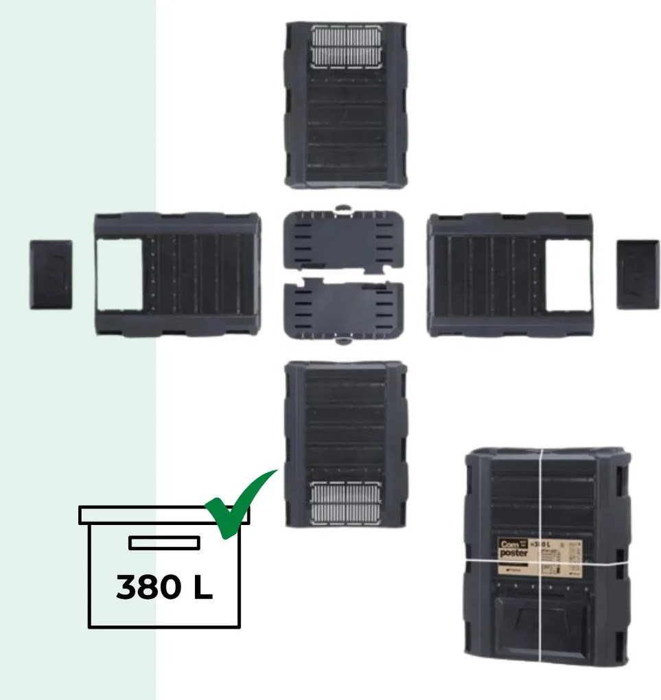 Kerti komposztáló - Compogreen 380 l fekete Prosperplast