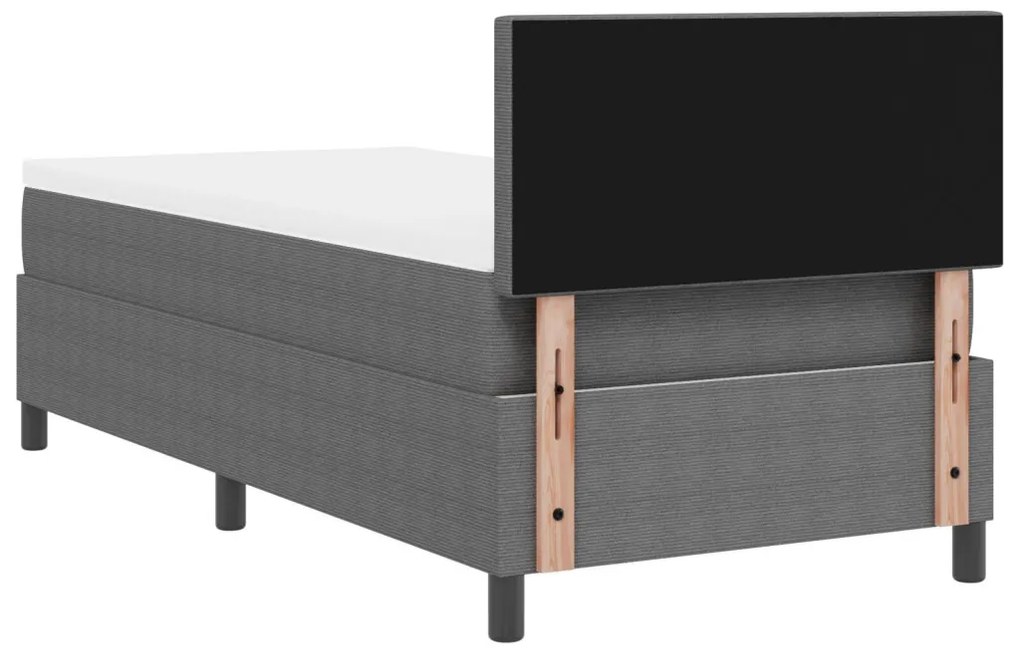 Box Spring Ágy Matraccal & LED Fény Szürke 90x200 cm Bársonyos Szövet