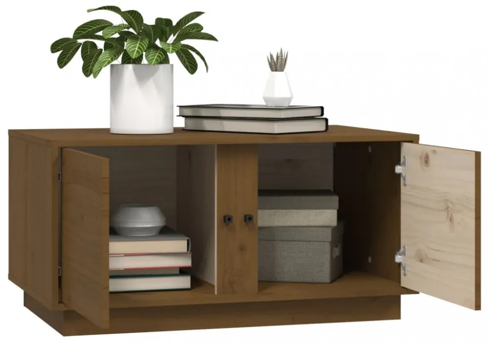 vidaXL mézbarna tömör fenyőfa dohányzóasztal 80 x 50 x 40 cm