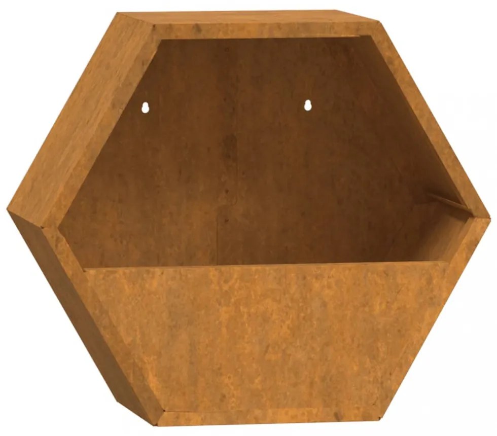 2 db rozsda színű corten acél fali növénytartó 30 x 10 x 25 cm