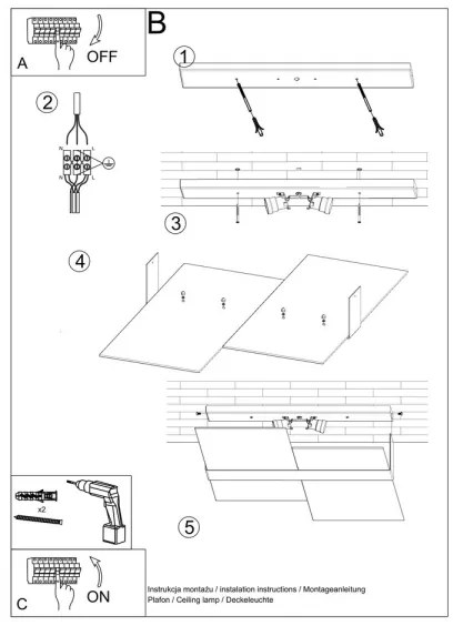Sollux SL.0188 - Mennyezeti lámpa MASSIMO 2xE27/60W/230V fehér/króm