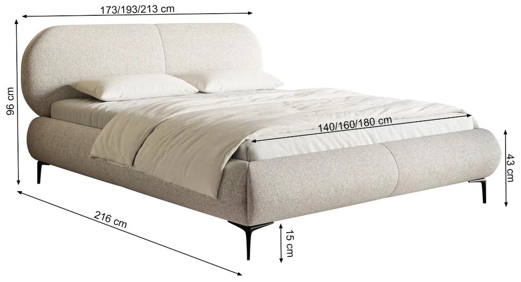 Franciaágy 140 cm Octave 140 (ágyráccsal) (tárolóhellyel) (világos bézs + fekete). 1100034