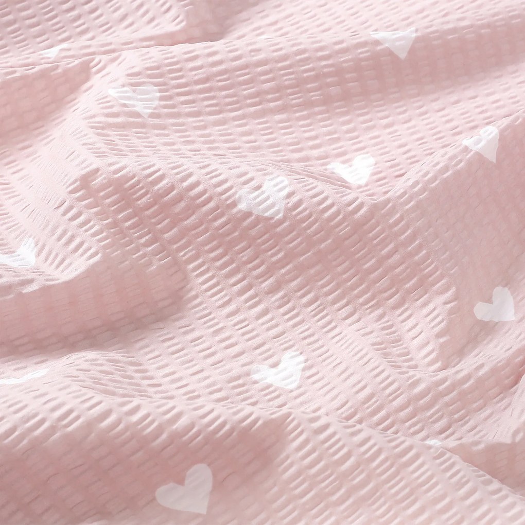 Goldea krepp ágyneműhuzat - szívecskék, púderrózsaszín alapon 160 x 200 és 2db 50 x 70 cm
