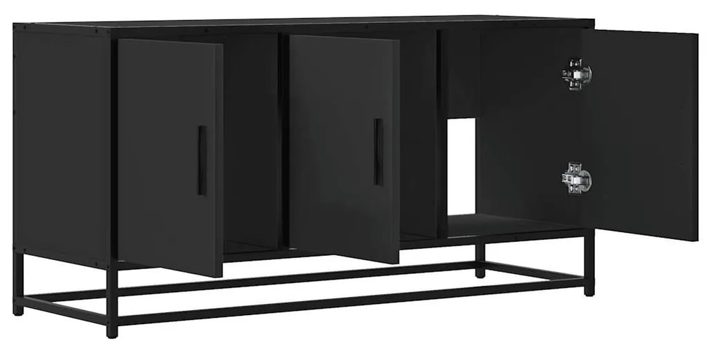fekete szerelt fa és fém TV-szekrény 100x35x50 cm