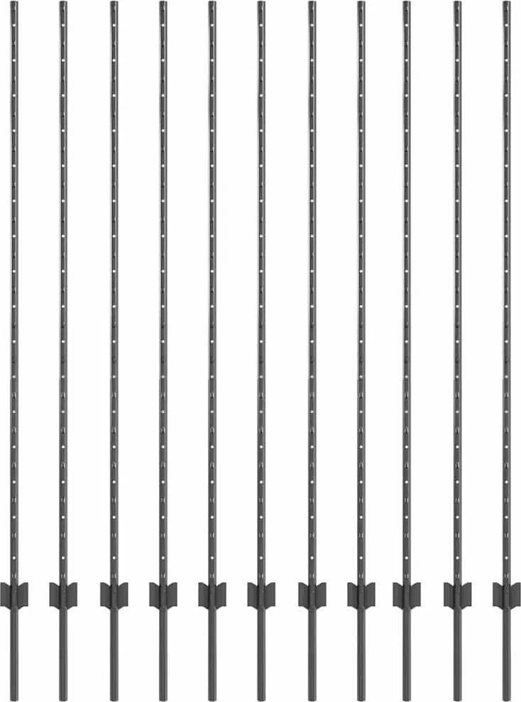 vidaXL Kerítésoszlop 11 pcs Szürke 160 cm Acél