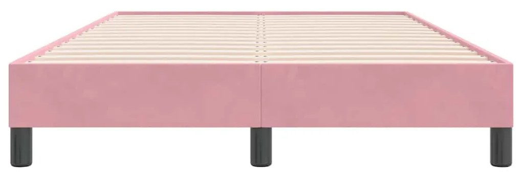 rózsaszín bársony rugós ágy matrac nélkül 120x220 cm