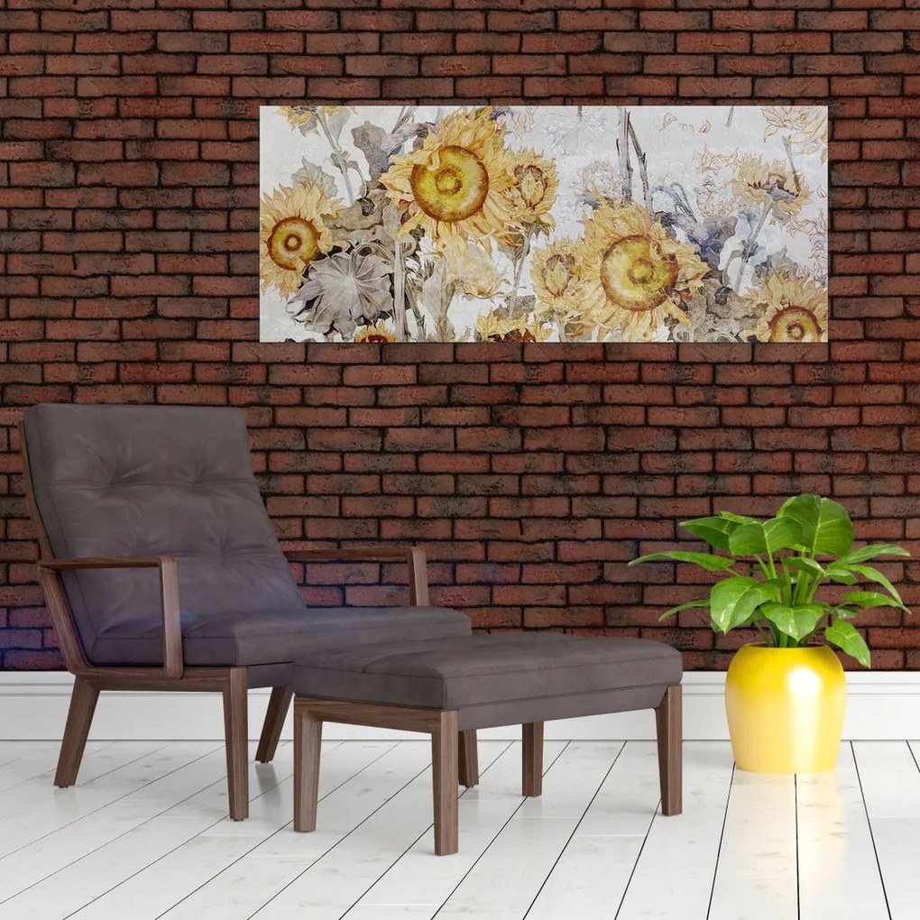 Kép - Napraforgó a falban (120x50 cm)