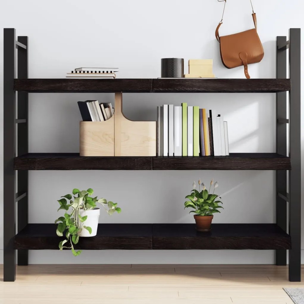 sötétbarna kezelt tömör tölgyfa fali polc 140 x 60 x (2-6) cm