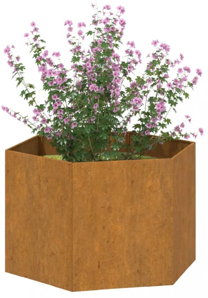 rozsda színű corten acél növénytartó 60 x 60 x 45 cm