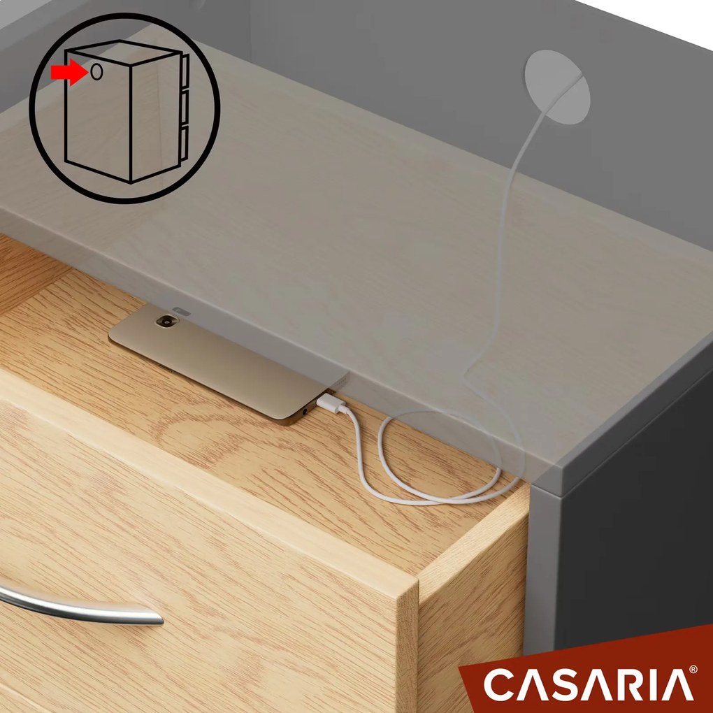 Casaria® 2 darabos Eloise éjjeliszekrény szett 54x39x28 cm - fa/szürke