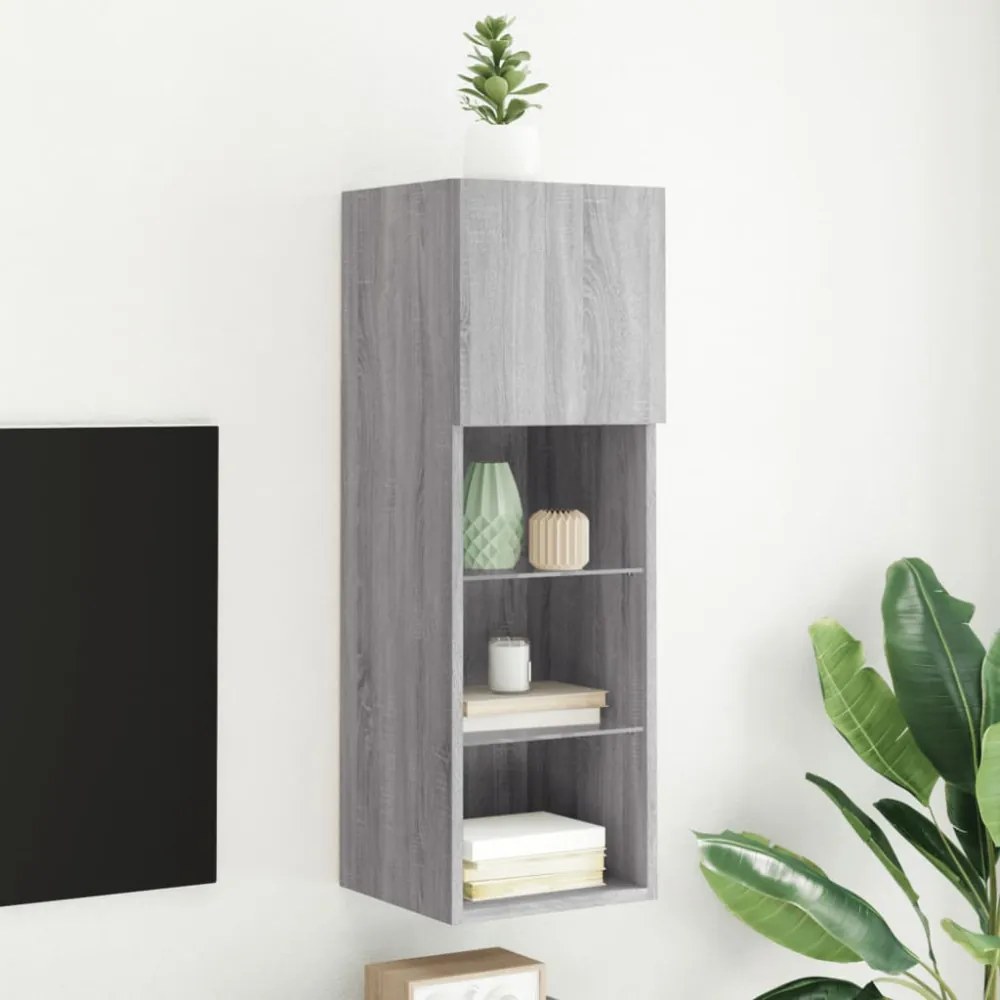 szürke sonoma színű TV-szekrény LED-lámpákkal 30,5x30x90 cm