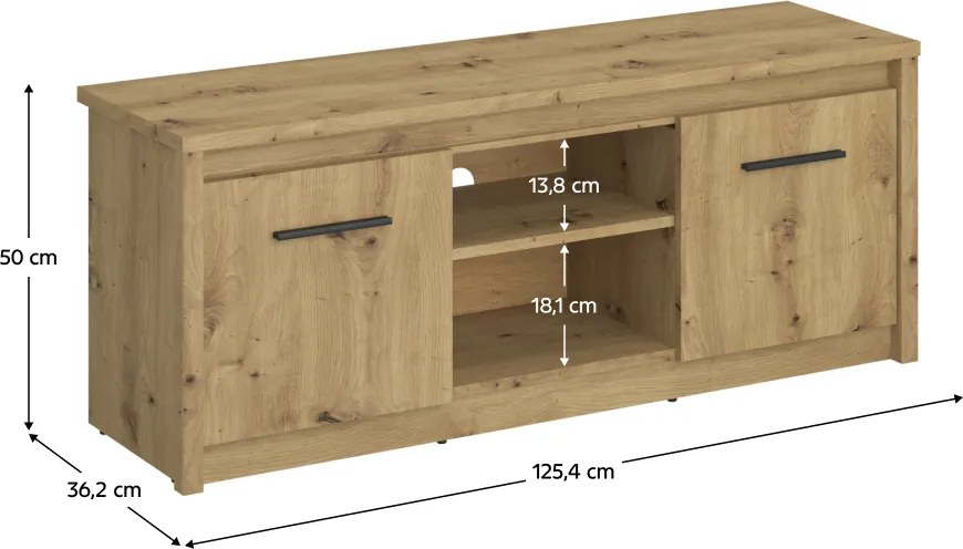 TV asztal 2D/125, artisan tölgy, AIRON