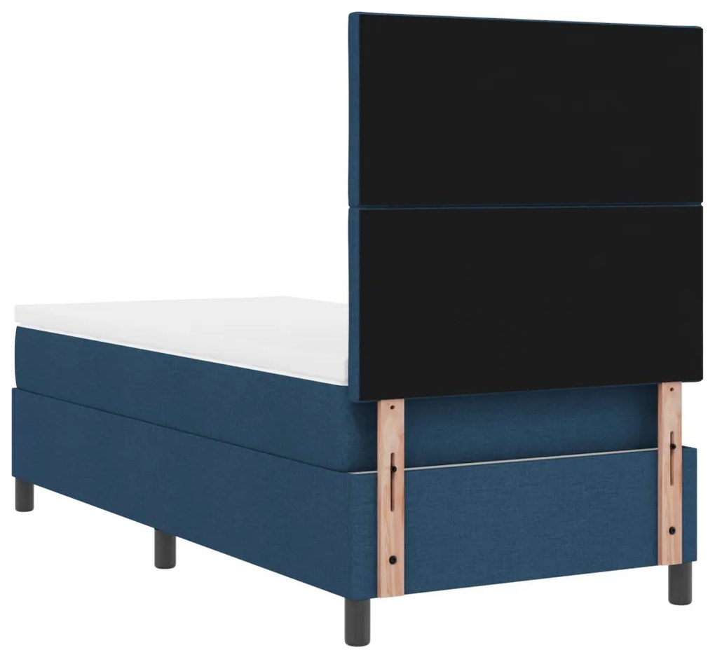 Box Spring Ágy Matrac Kék Egyszemélyes Szövet