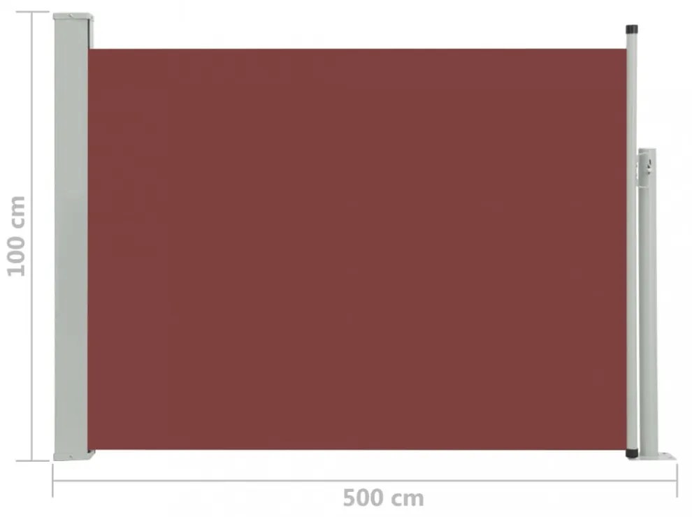 barna behúzható oldalsó teraszi napellenző 100 x 500 cm