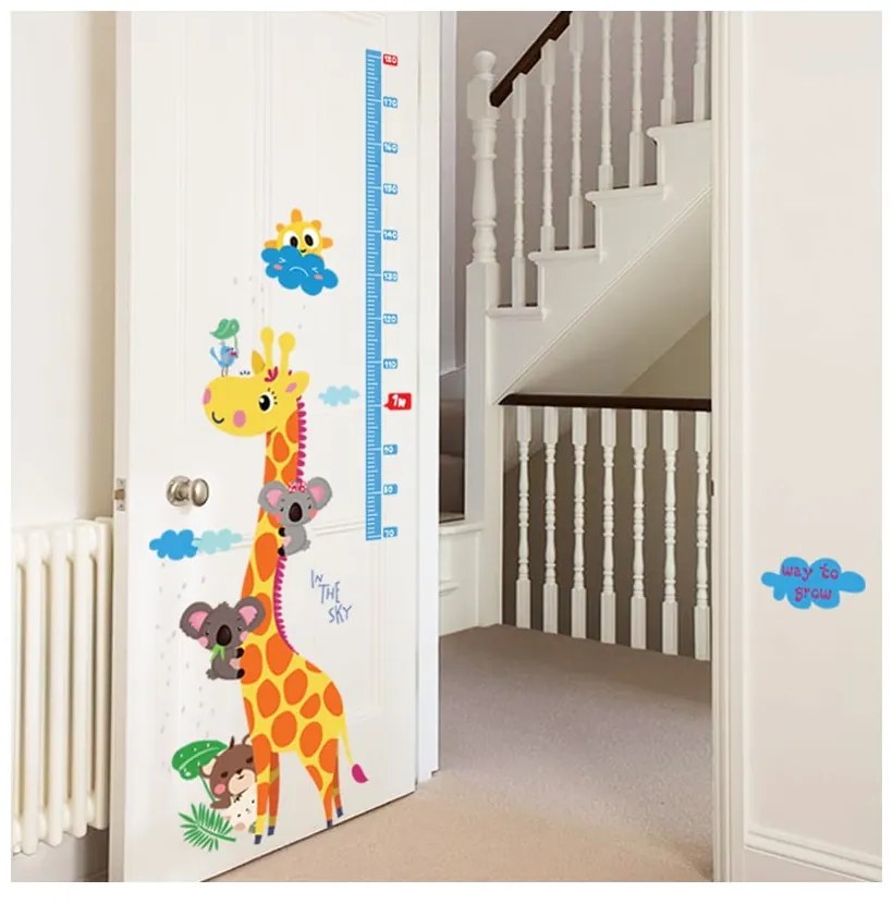 Magasságmérős gyerek matrica ajtóra-falra 60x120 cm Giraffe &amp; Koalas – Ambiance