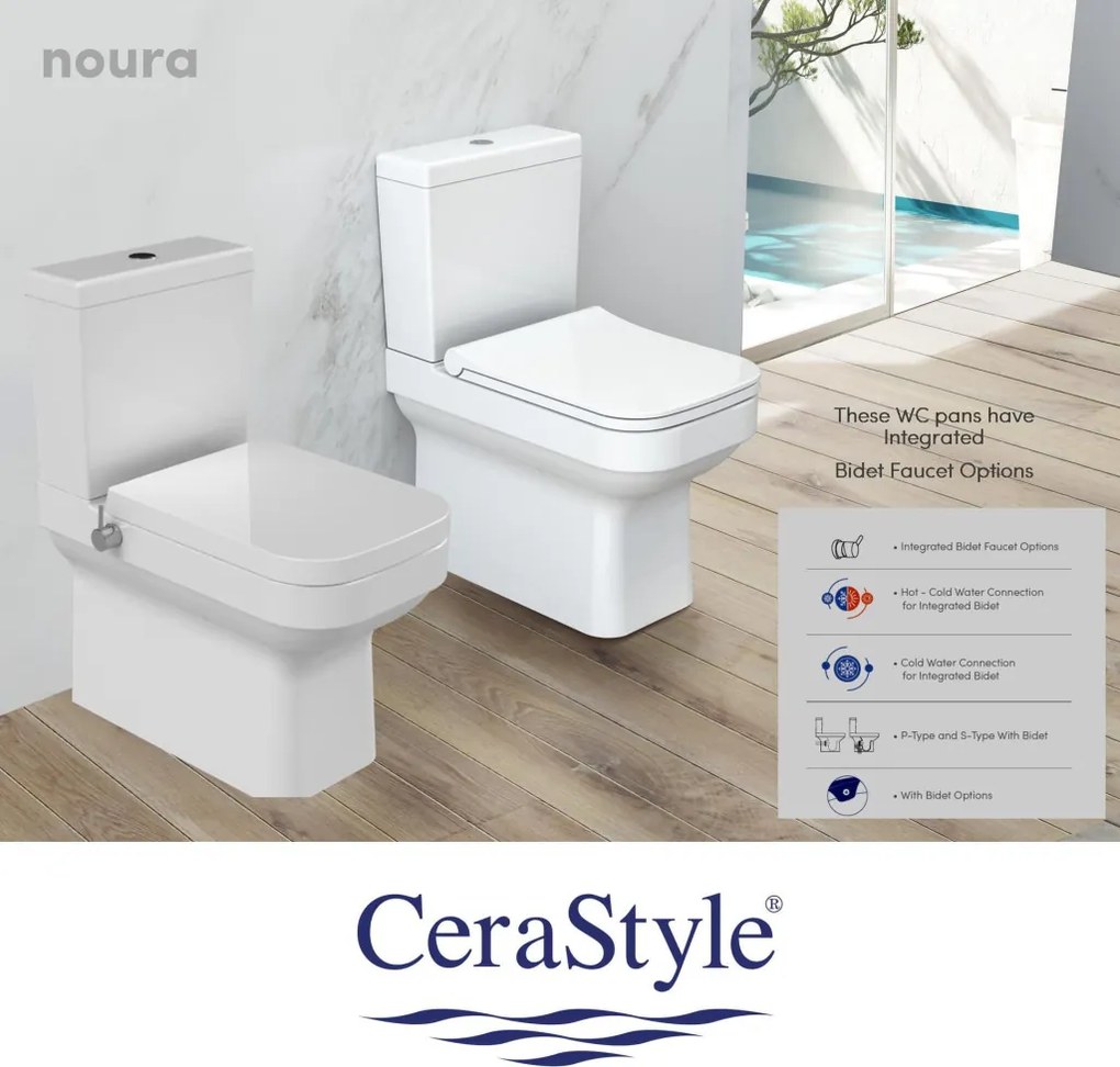 CeraStyle NOURA monoblokk WC - BEÉPÍTETT bidé funkcióval - 62 cm