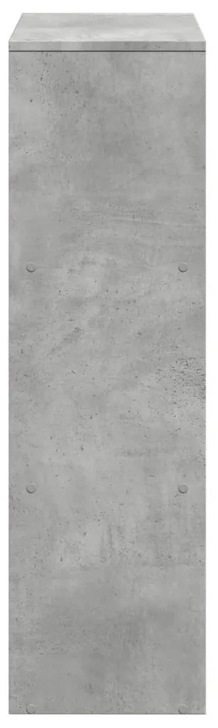 3 szintes betonszürke fa térelválasztó könyvespolc 99x29x99 cm
