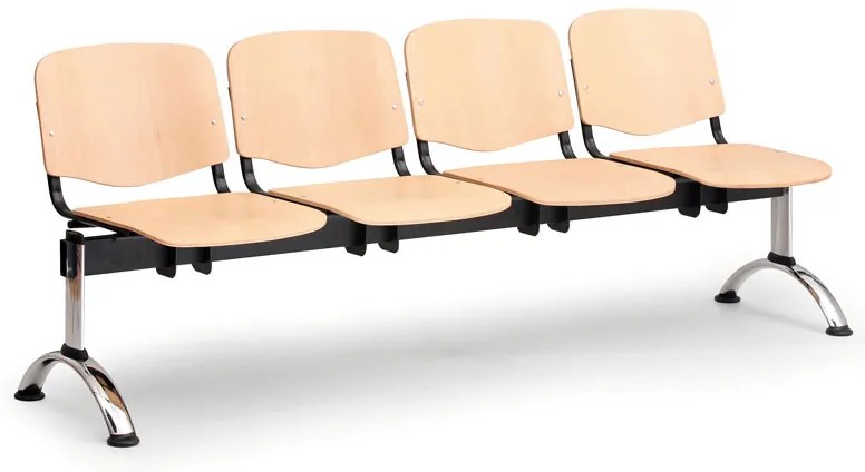 Fa pad ISO II 4 üléses - króm lábak, bükkfa