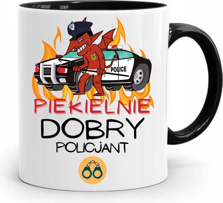 Fekete Bögre Pokolian Jó Rendőr Ajándék fényképes nyomtatással