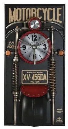 Retro motoros nagyméretű falikép falióra 60x18x120 cm MOTORCYCLE