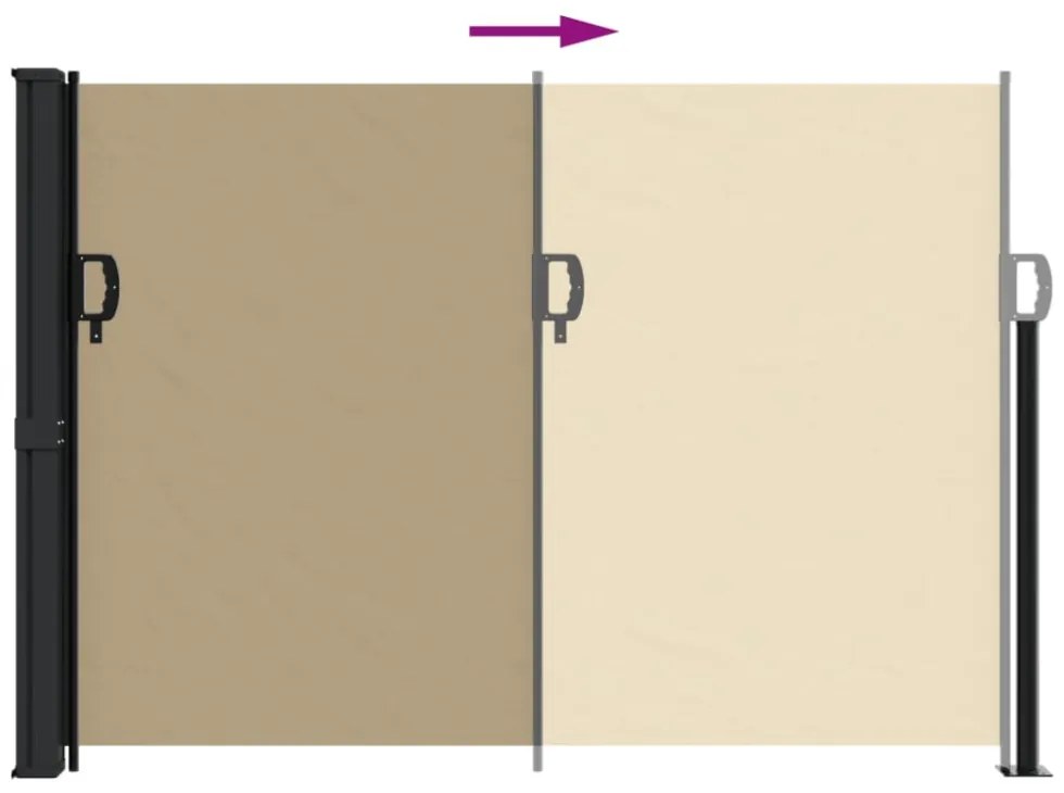 bézs behúzható oldalsó napellenző 140 x 500 cm