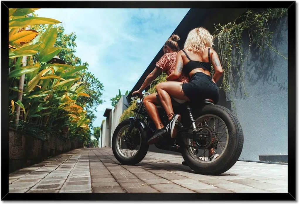 Poszterek keretben 60x40 Szerelmes pár Motorkerékpár
