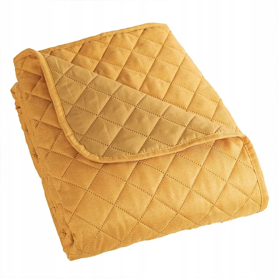 Dekoratív ágytakaró Fenyő 170x210 cm Mustársárga