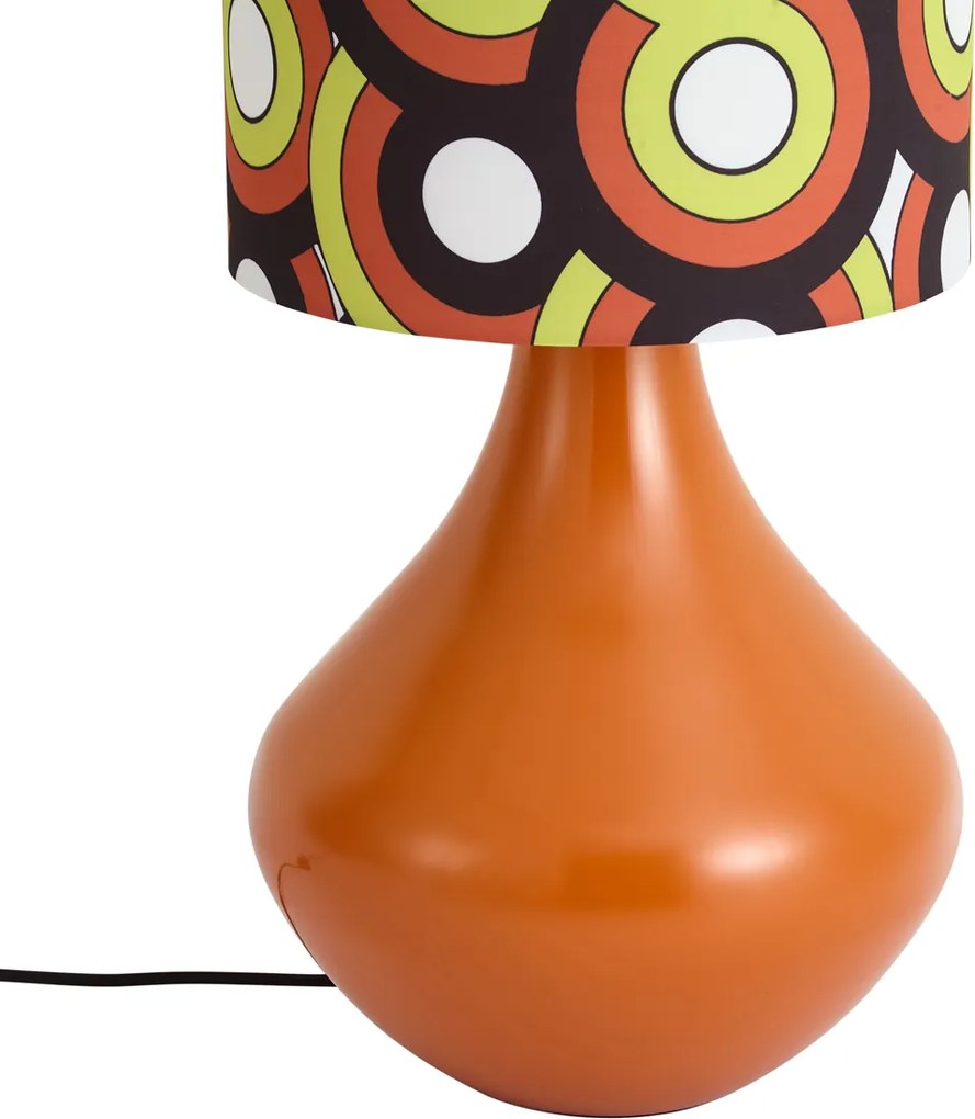 Retro állólámpa narancssárga, színes mintás szövet lámpaernyővel - Mina