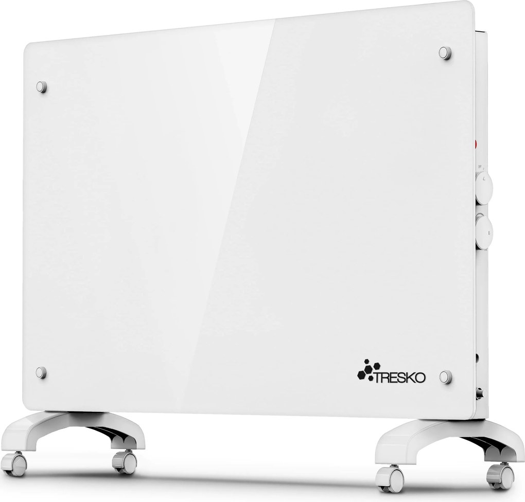 Tresko Üveg konvektoros radiátor 2000 W GPH-20 Fehér, Padló/falra Szerelhető