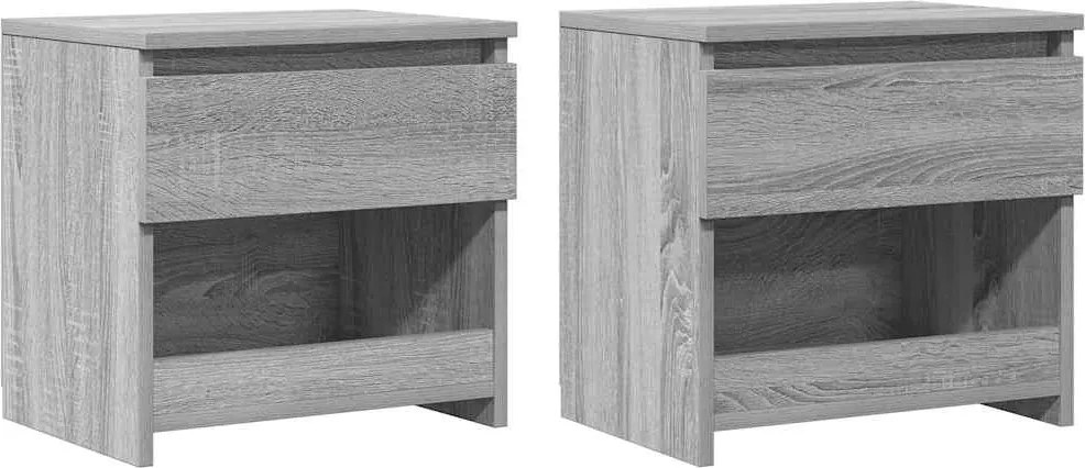 vidaXL 2 db szürke sonoma színű szerelt fa éjjeliszekrény 40x30x39 cm