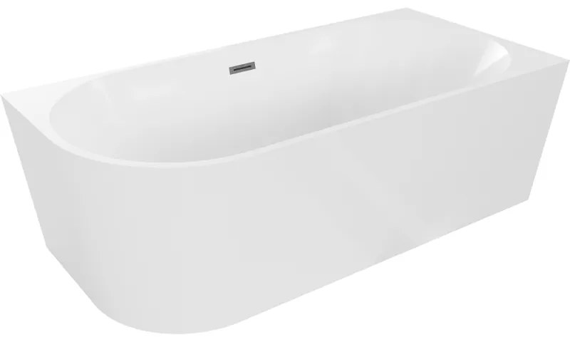 Mexen Mia, szabadon álló sarokkád, jobb, 180 x 80 cm, fehér, grafit túlfolyó, 52691808000P-66