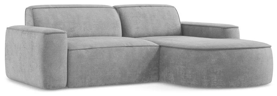 Világosszürke zsenília sarokkanapé (jobb oldali-heverő résszel) Omao – Makamii