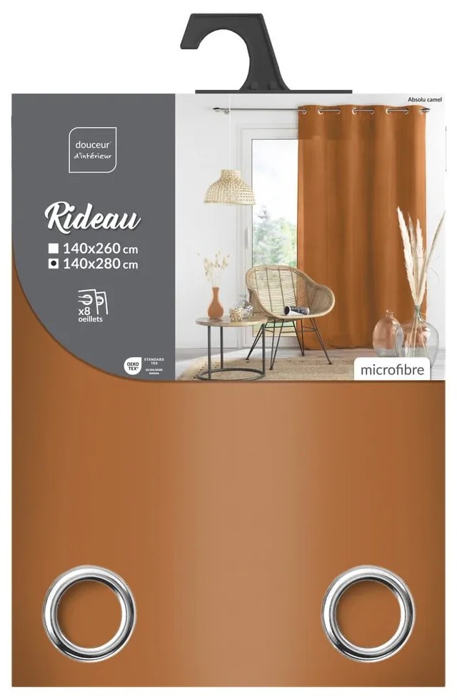 Barna mikroszálas függöny 140x280 cm Absolu – douceur d'intérieur