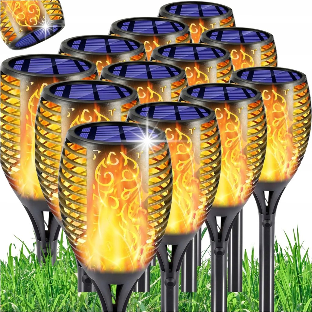 12x Napelemes Kerti Lámpa Fáklya Tűz Hatás Láng Beszúrható Dekoratív