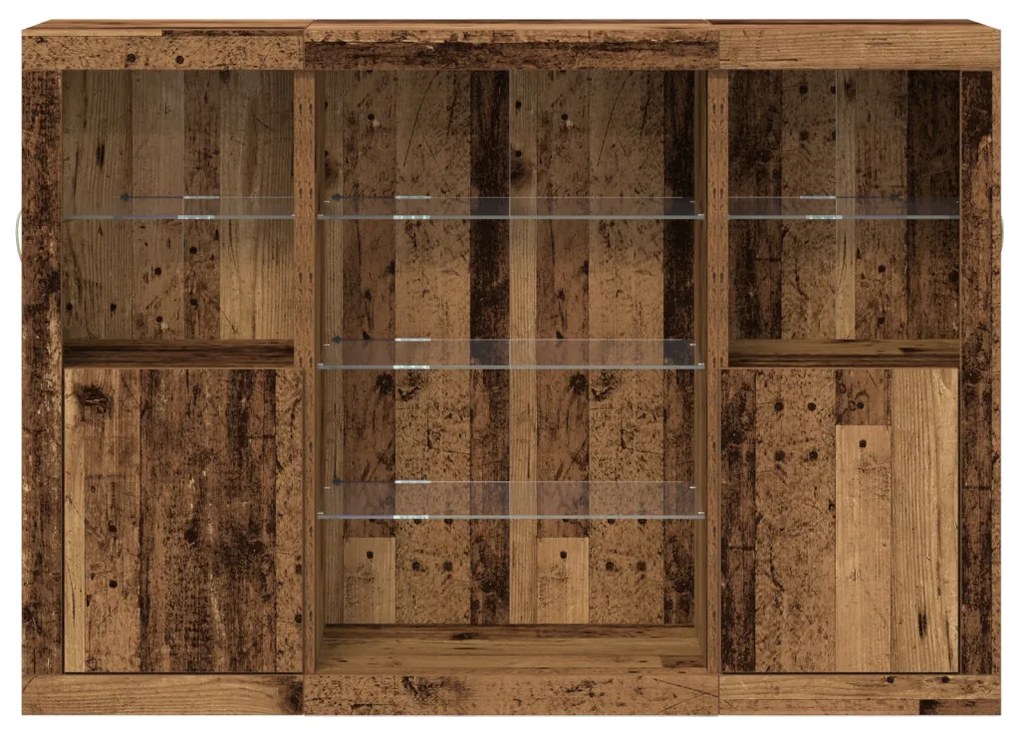 Büféasztal LED világítással Régi fa 142.5x37x100 cm Mérnöki fa