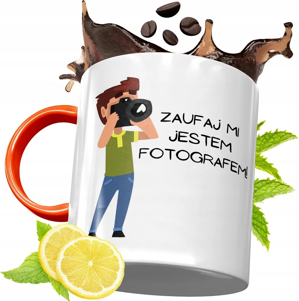 Narancssárga Bögre Fotósnak Ajándék fényképes nyomtatással