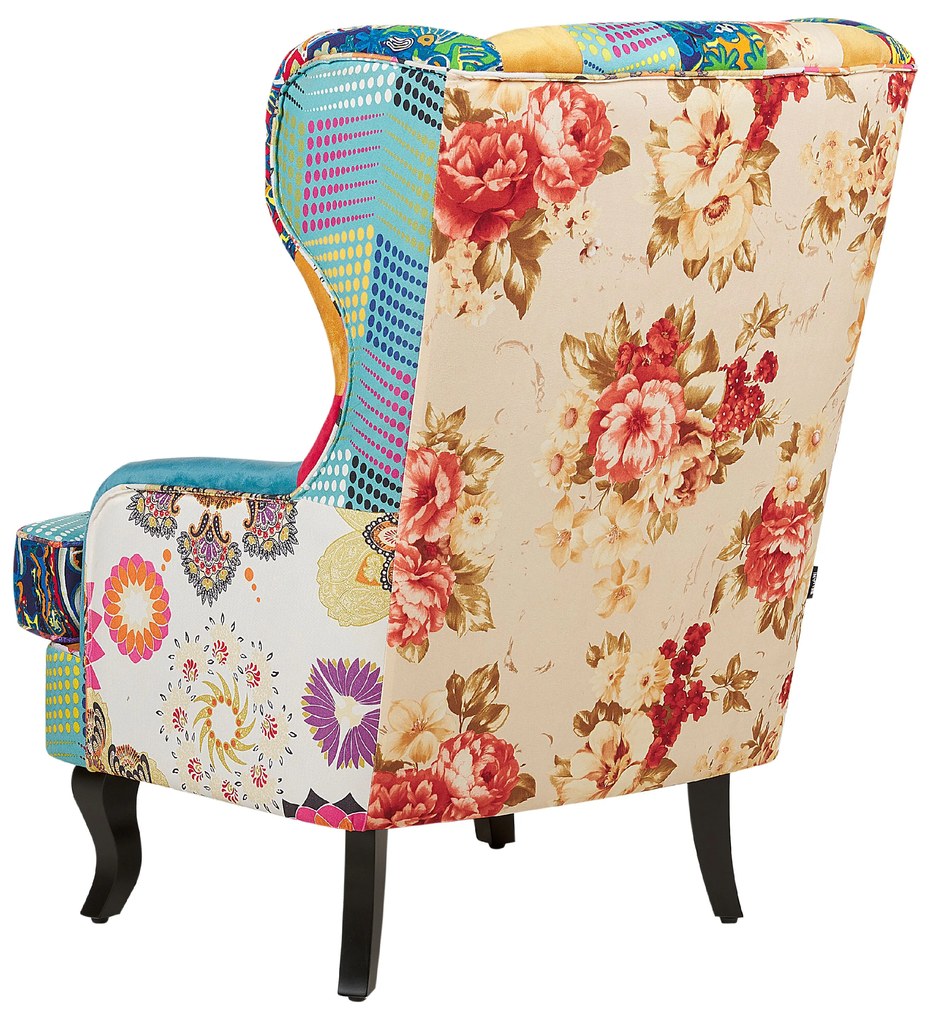 Kék kárpitozott patchwork fotel MOLDE Beliani