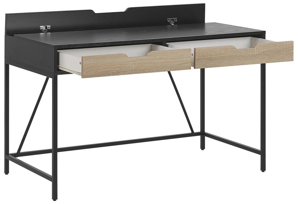 Elegáns Íróasztal Fekete És Világos Fa Színben 120 x 60 cm JENA Beliani